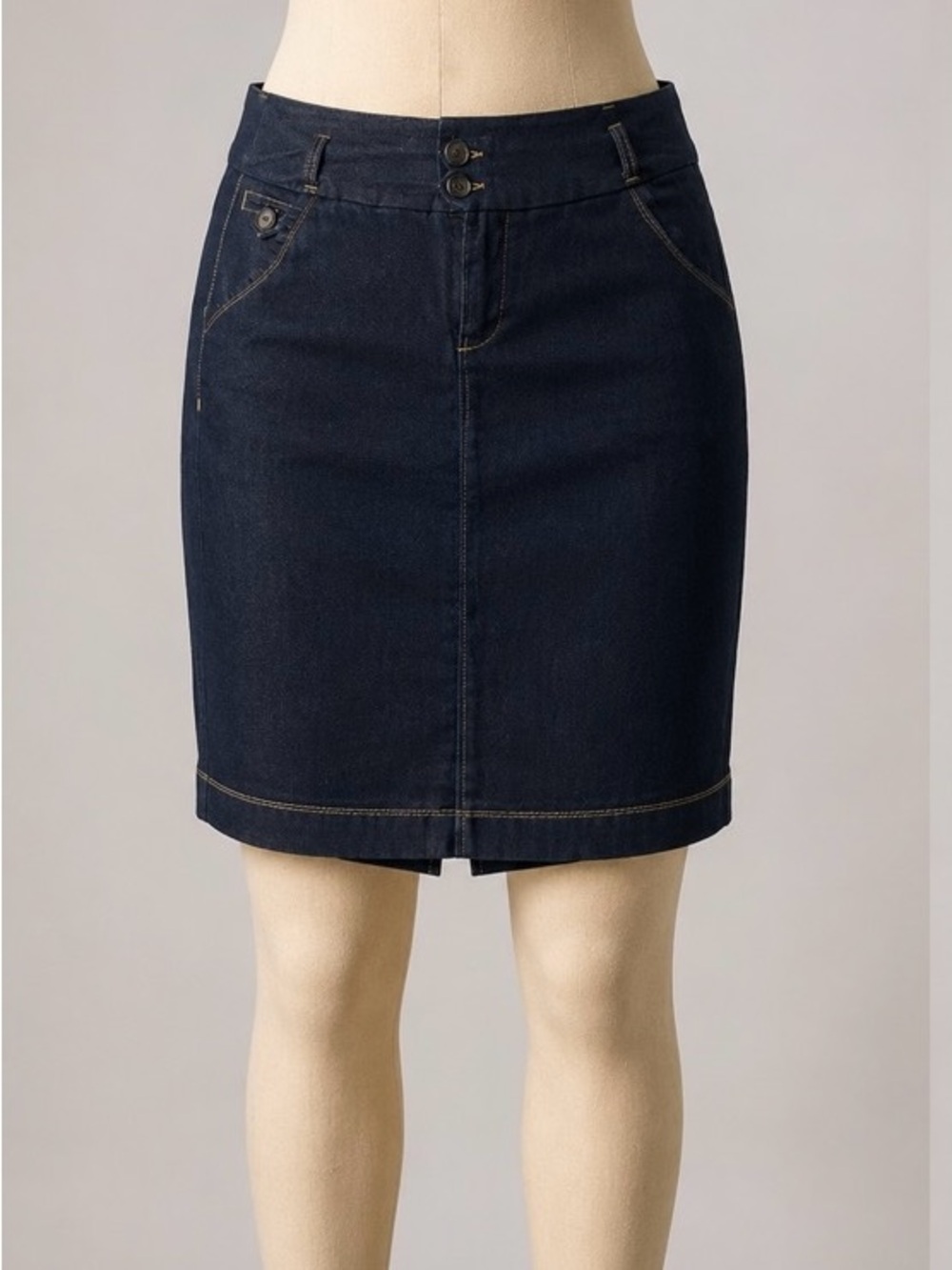 one 5 one Dark Blue Denim Pencil Skirt